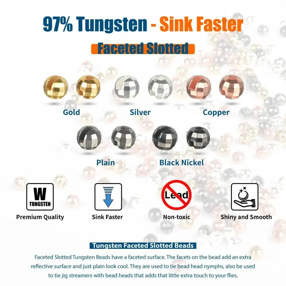 China China Elite TG Tungsten Faceted Slotted Beads, 2.0-4.0mm Fly Tying DIY Material, Fly Fishing Jig Trout Perch Crappie Lure Tackel