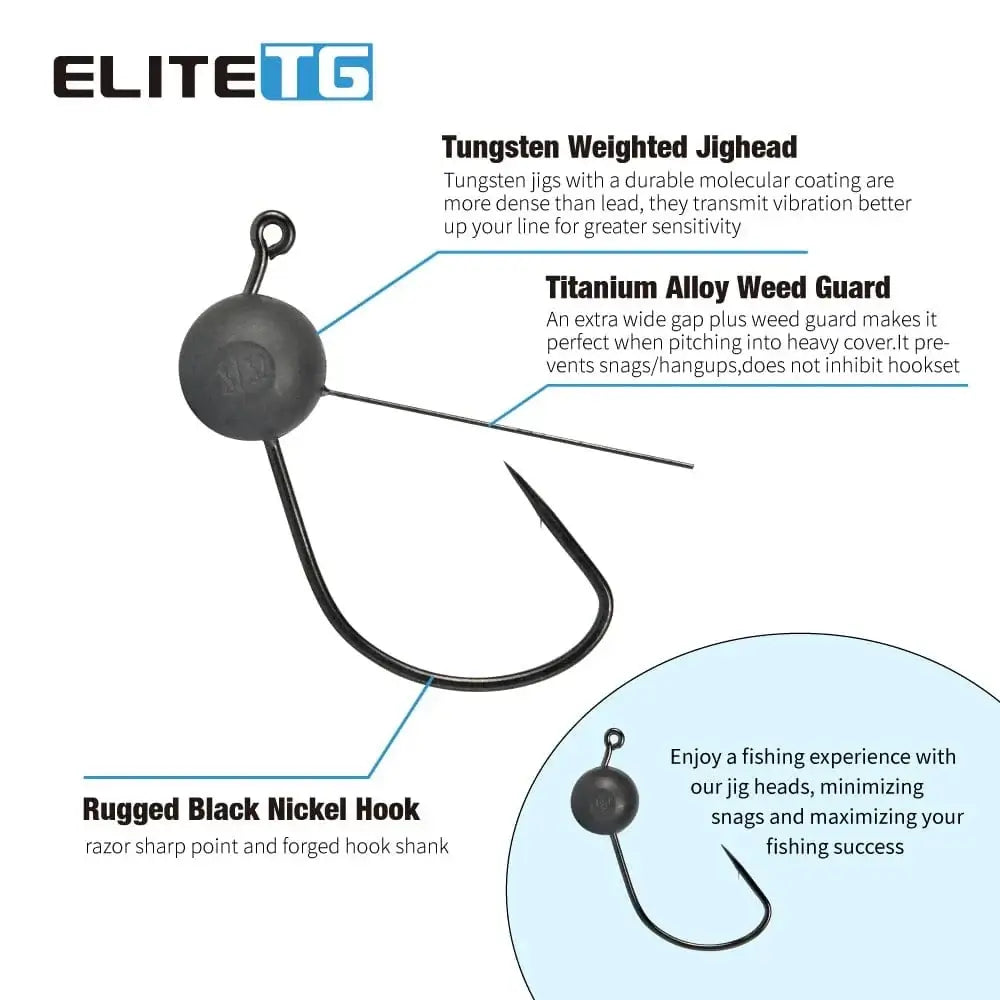 China China Elite TG Tungsten Wacky Weedless Jig Hooks, Wacky Rig/Texas Rig Jig Heads Soft/Wacky Worms Fresh Water Bass Fishing Lure Tackel