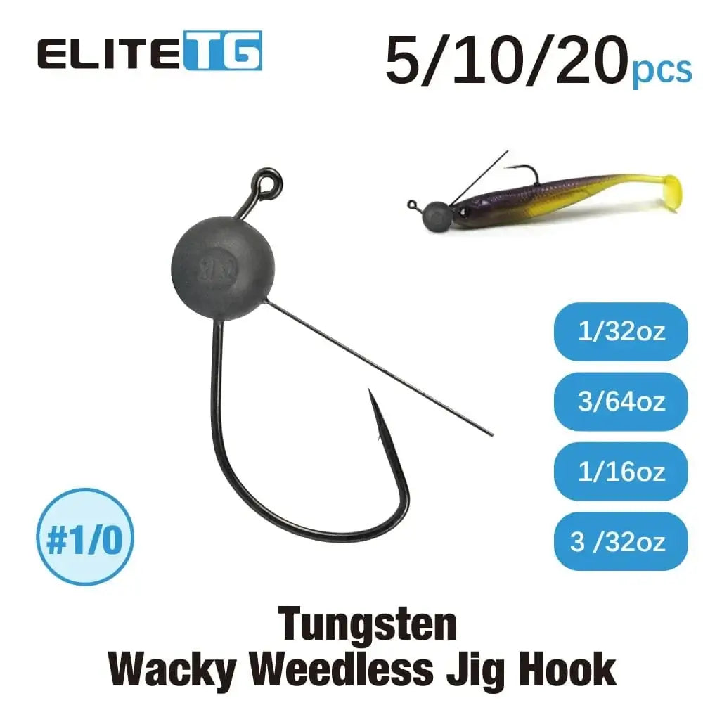China China Elite TG Tungsten Wacky Weedless Jig Hooks, Wacky Rig/Texas Rig Jig Heads Soft/Wacky Worms Fresh Water Bass Fishing Lure Tackel
