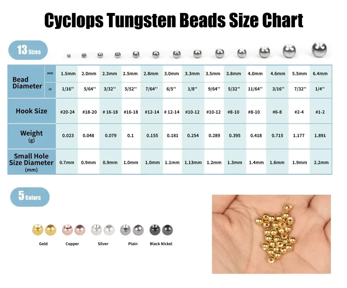 China China EliteTG Tungsten Cycolps Beads,100pcs 1.5-3.5mm Fly Tying Material,Trout Perch Panfish Nymph Jig Head Bead DIY Tackel