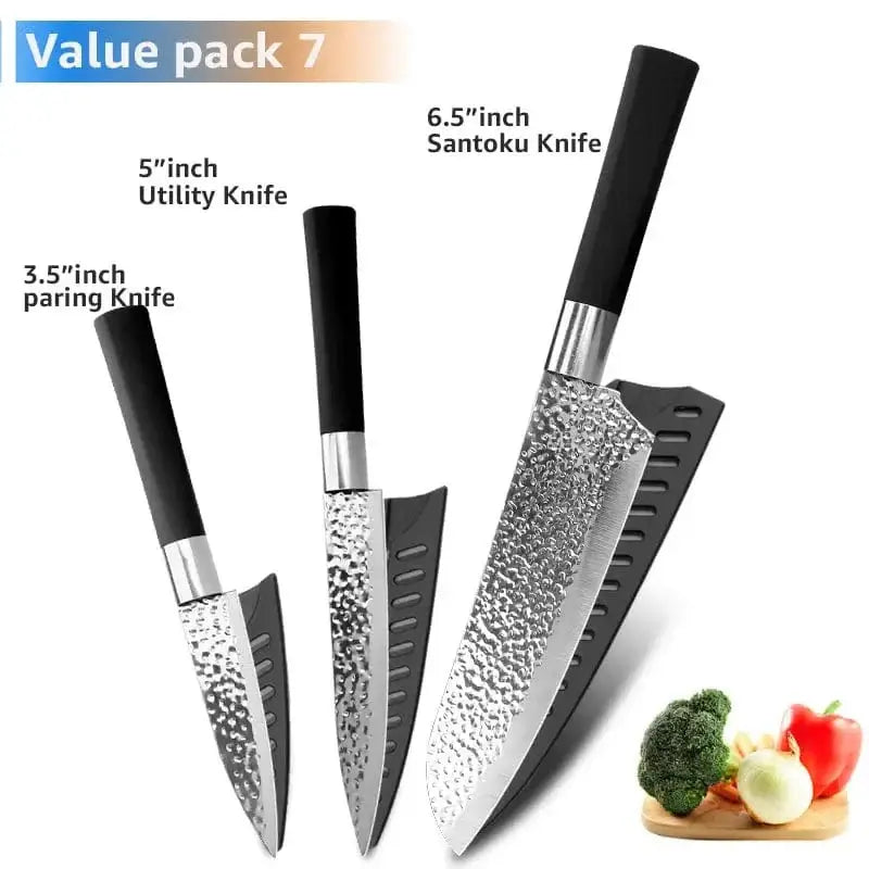 China China F / Russian Federation Chef knives 6 Set Professional Japanese Kitchen knives High Carban stainless steel Meat Cleaver Fruit Paring knife Chef Knife