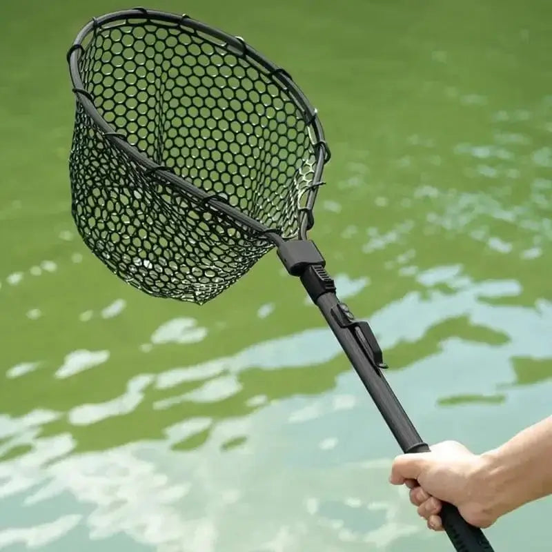 China China Fishing Net With Handle Telescoping Fishing Landing Net Portable Silicone Mesh Folding Fish Hand Net Fishing Gear Accessorie