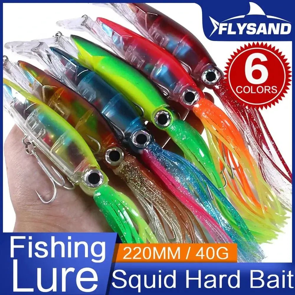 China China FLYSAND Large Simulation Squid Hard Fishing Lures Baits Lifelike Swimbait Octopus Bait With 2 Treble Hooks Fishing Accessory