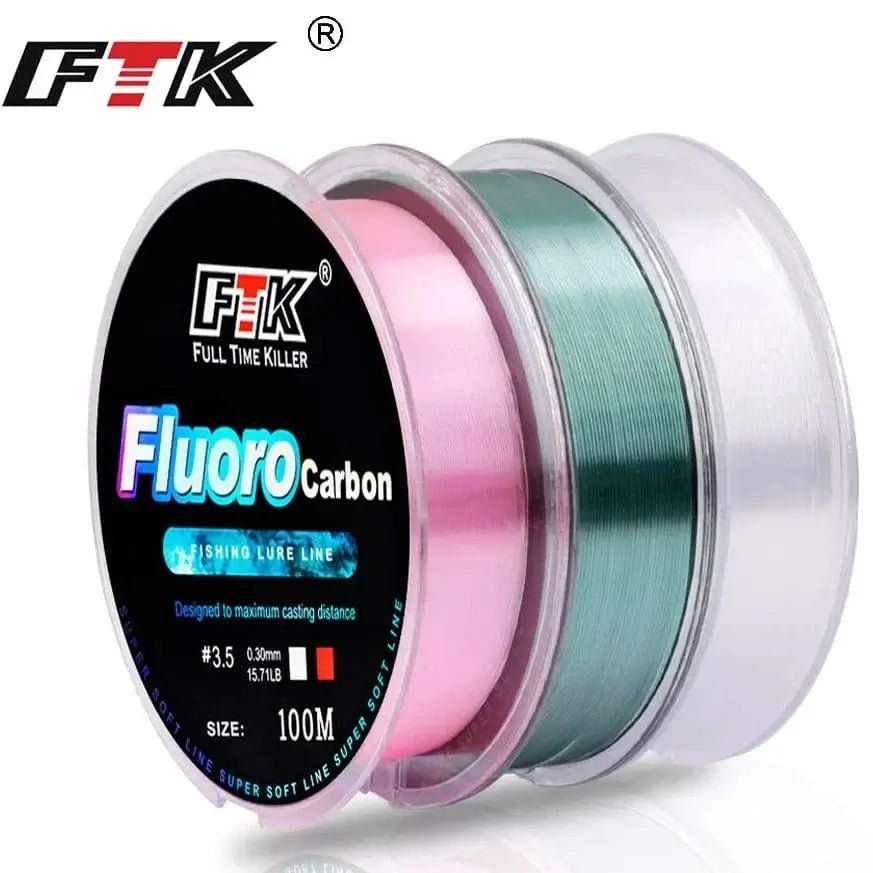 China China FTK 100m Fluorocarbon Fishing Line 4.13-34.32LB Fluorocarbon coating Japan Carbon Fiber Leader Carp Fishing Line Super Soft Line