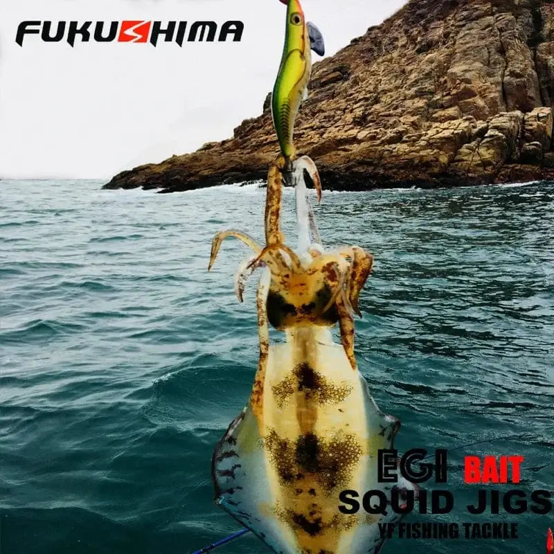 China China FUKUSHIMA 2-3.5 SQUID JIGS EGI LURE FISHING WOOD SHRIMP BAIT CUTTLEFISH OCTOPS GLOW TAIL SHARP HOOKS 21GRAM ROCK & BOAT FISHING