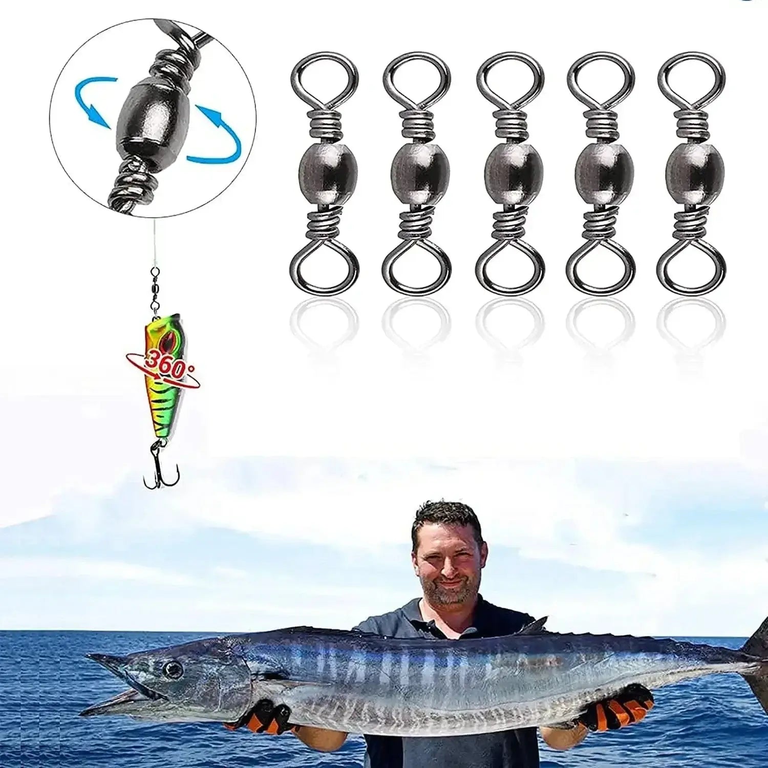 China China Goture 200pcs Fishing Rolling Swivel Snap Drag 16kg-70kg Stainless Steel Fishhooks Barrel Swivel Fishing Tackeles Line Connector