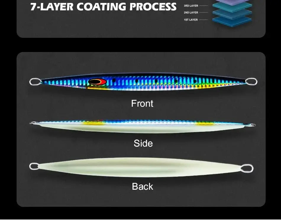 China China Goture 3pcs/lot Saltwater Speed Pitch Jigging Fishing Lure 80g 100g 150g 200g 250g 300g 350g Luminous Metal Jig Spoon 3 Colors