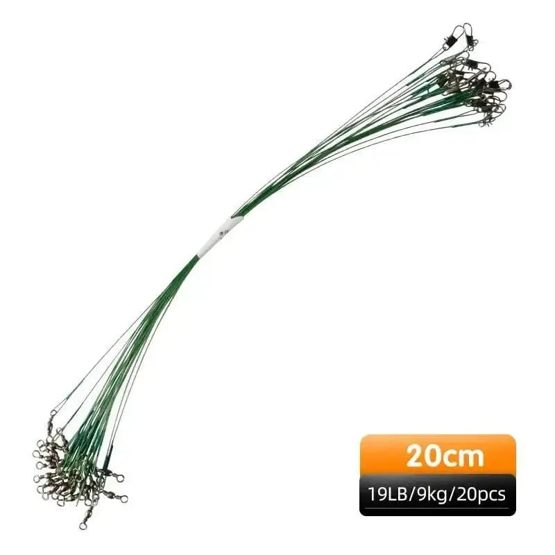 China China Green-20cm-20pcs MEREDITH Anti Bite Steel Fishing Line 15cm-25cm Steel Wire Leader With Swivel Fishing Accessory Lead Core Leash Fishing Wire