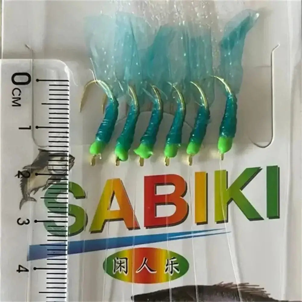 China China Green Rubber Sabiki Rigs Feather Lures Golden Hooks Fishing String Hooks Sea Bait Carbon Steels Sabiki Lure Saltwater