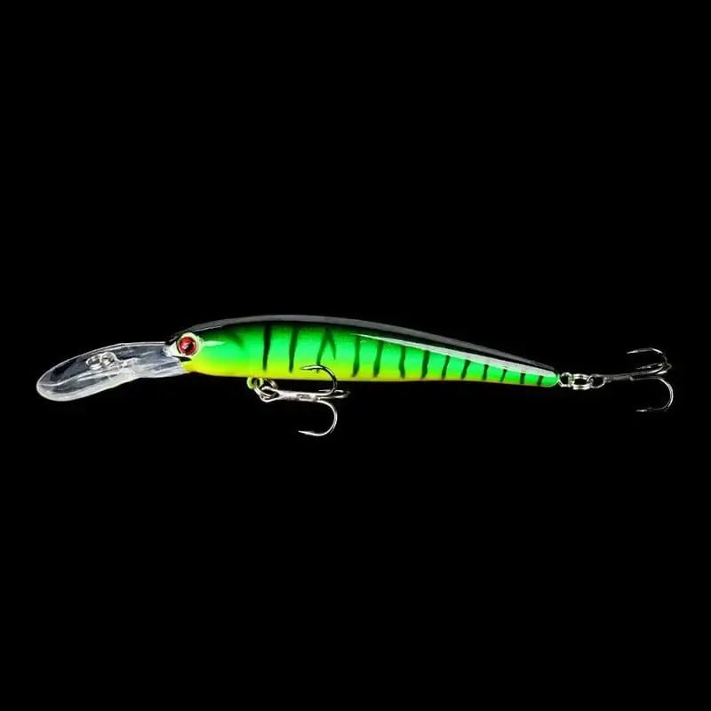 China China Green Stripe 10 Fish Hook Bait 10g Deep Diving Large Minnow Wobbler Lure Artificial Hard Bait Crankbait Bass Pike Walleye Perch Fishing Gear