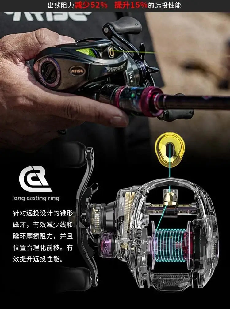China China Haibo 24 NEW ARISE ULTRA AIR UT Magnesium Alloy Frame Baitcasting Fishing Reel 139g Carbon Fiber HandIe 11B+1RB Long Casting