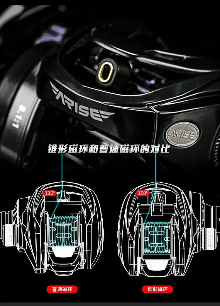China China Haibo 24 NEW ARISE ULTRA AIR UT Magnesium Alloy Frame Baitcasting Fishing Reel 139g Carbon Fiber HandIe 11B+1RB Long Casting