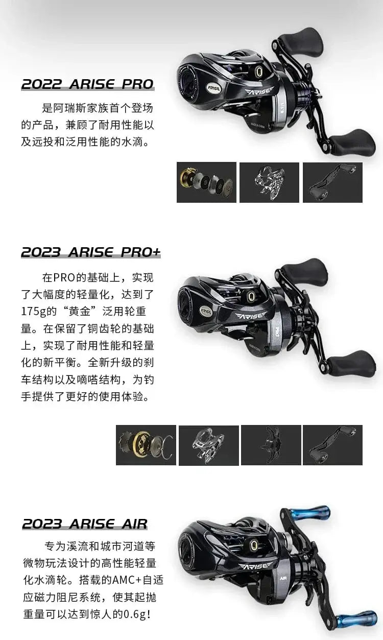 China China Haibo 24 NEW ARISE ULTRA AIR UT Magnesium Alloy Frame Baitcasting Fishing Reel 139g Carbon Fiber HandIe 11B+1RB Long Casting