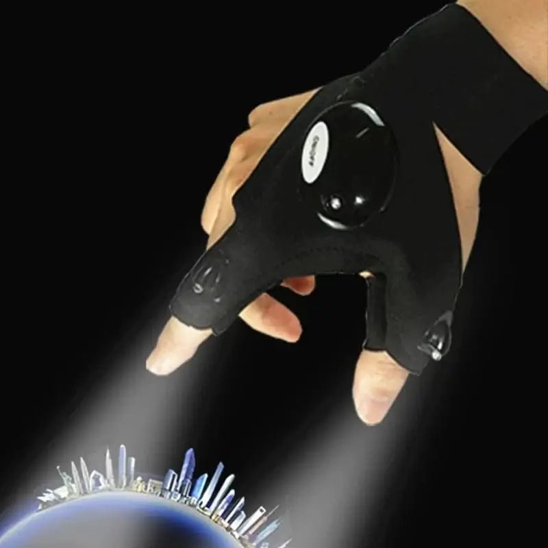 China China Half-finger Fishing Gloves Led Flashlight Waterproof Flashlight Outdoor Hiking Camping Fishing Rescue Survival Lighting Tool