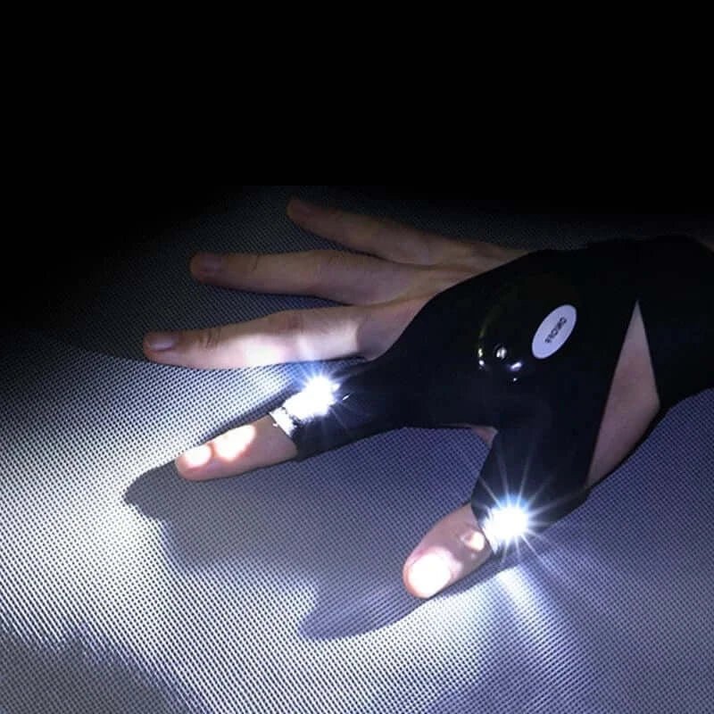 China China Half-finger Fishing Gloves Led Flashlight Waterproof Flashlight Outdoor Hiking Camping Fishing Rescue Survival Lighting Tool