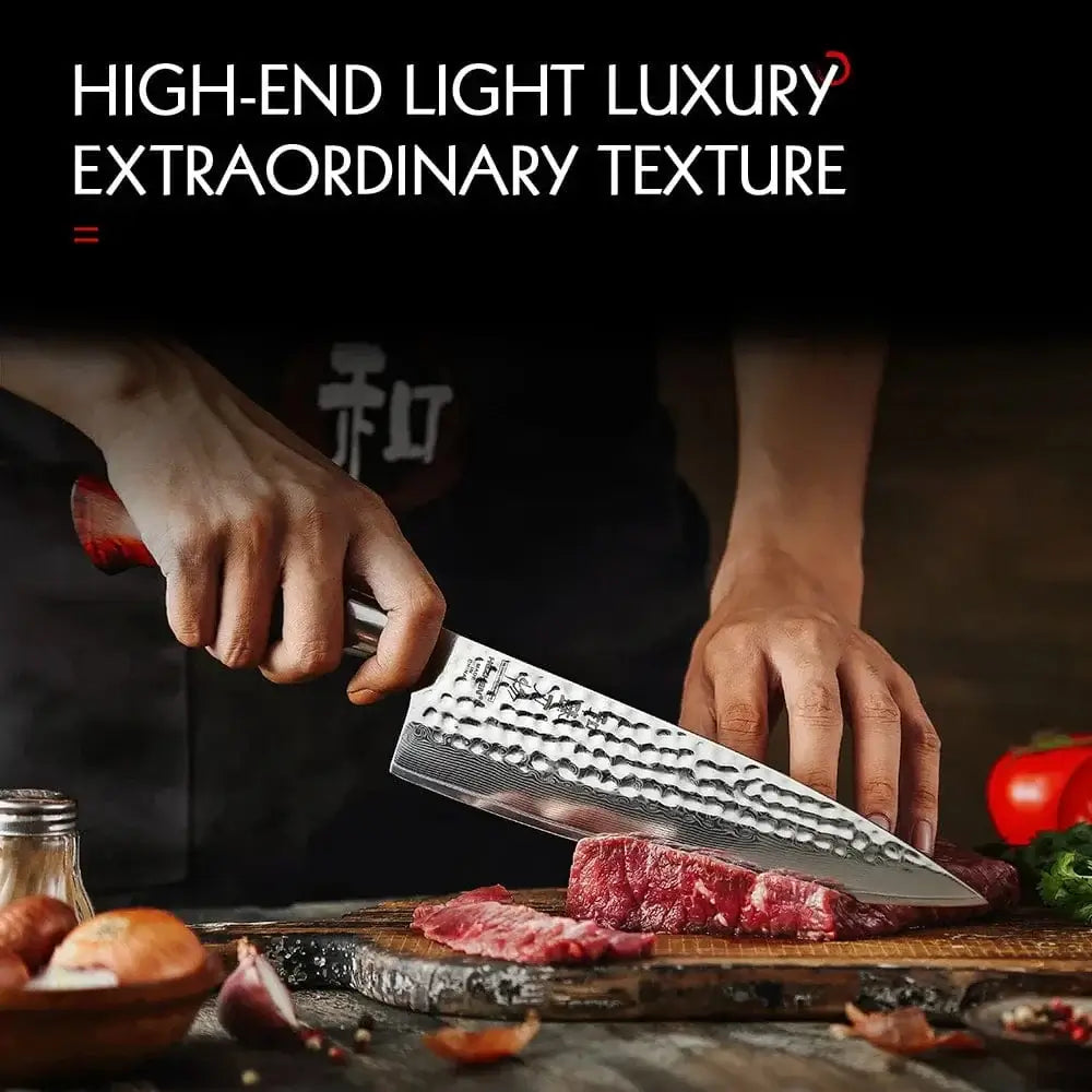 China China HEZHEN 8.5 Inch Chef Knife 73 Layers Powder Steel Damascus Steel Natural Rosewood Handle Kitchen Cook Knife Tools Accessories