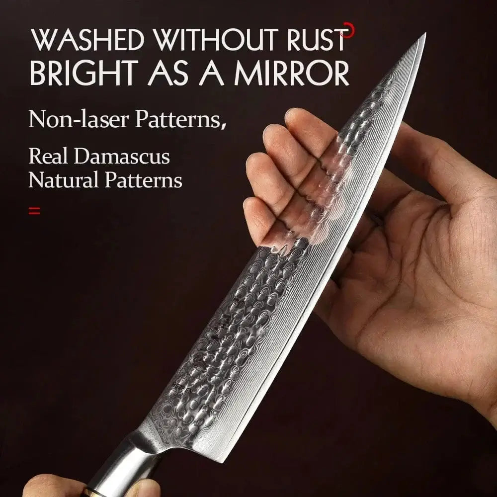 China China HEZHEN 8.5 Inch Chef Knife 73 Layers Powder Steel Damascus Steel Natural Rosewood Handle Kitchen Cook Knife Tools Accessories