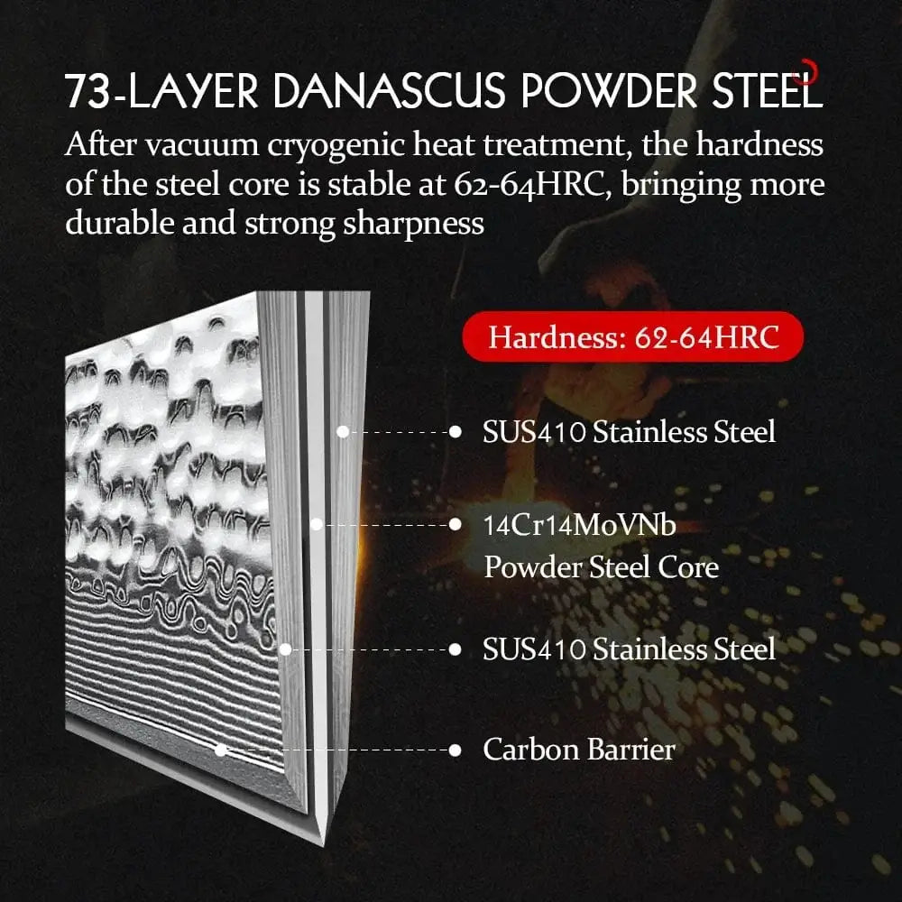 China China HEZHEN 8.5 Inch Chef Knife 73 Layers Powder Steel Damascus Steel Natural Rosewood Handle Kitchen Cook Knife Tools Accessories