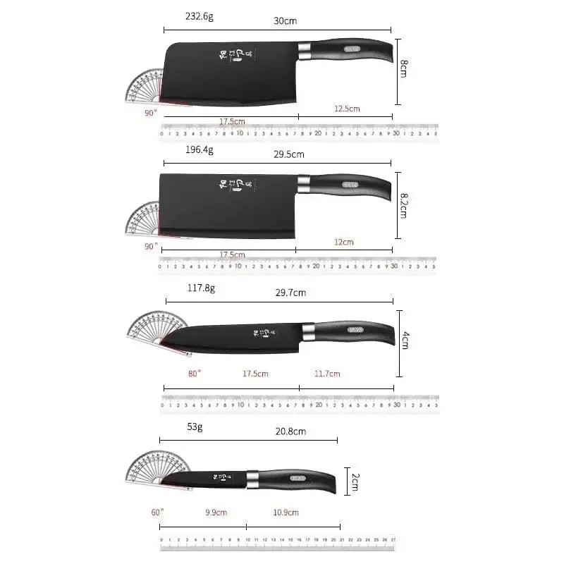 China China High quality Black Steel Knife set Home multi-functional sharp Bone cutting knife, chef's slicing knife, kitchen accessories