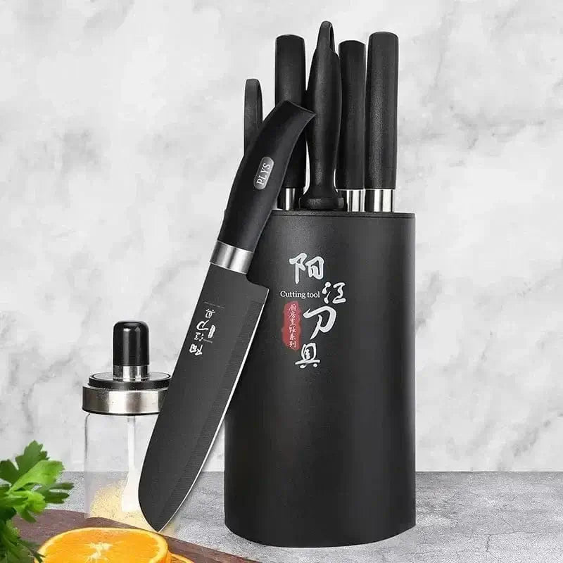 China China High quality Black Steel Knife set Home multi-functional sharp Bone cutting knife, chef's slicing knife, kitchen accessories