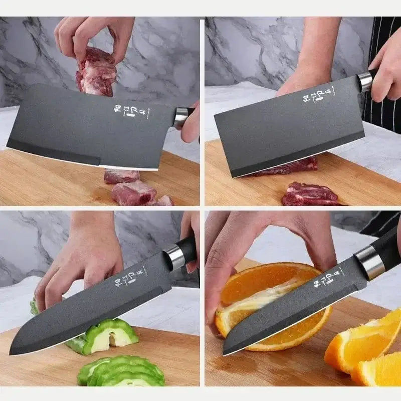 China China High quality Black Steel Knife set Home multi-functional sharp Bone cutting knife, chef's slicing knife, kitchen accessories