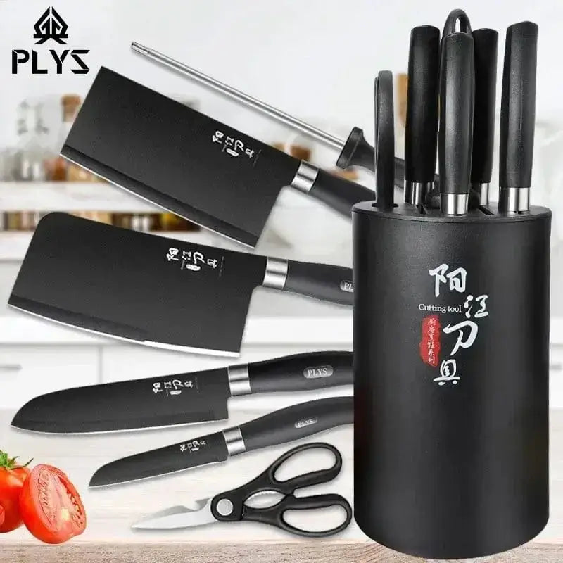 China China High quality Black Steel Knife set Home multi-functional sharp Bone cutting knife, chef's slicing knife, kitchen accessories
