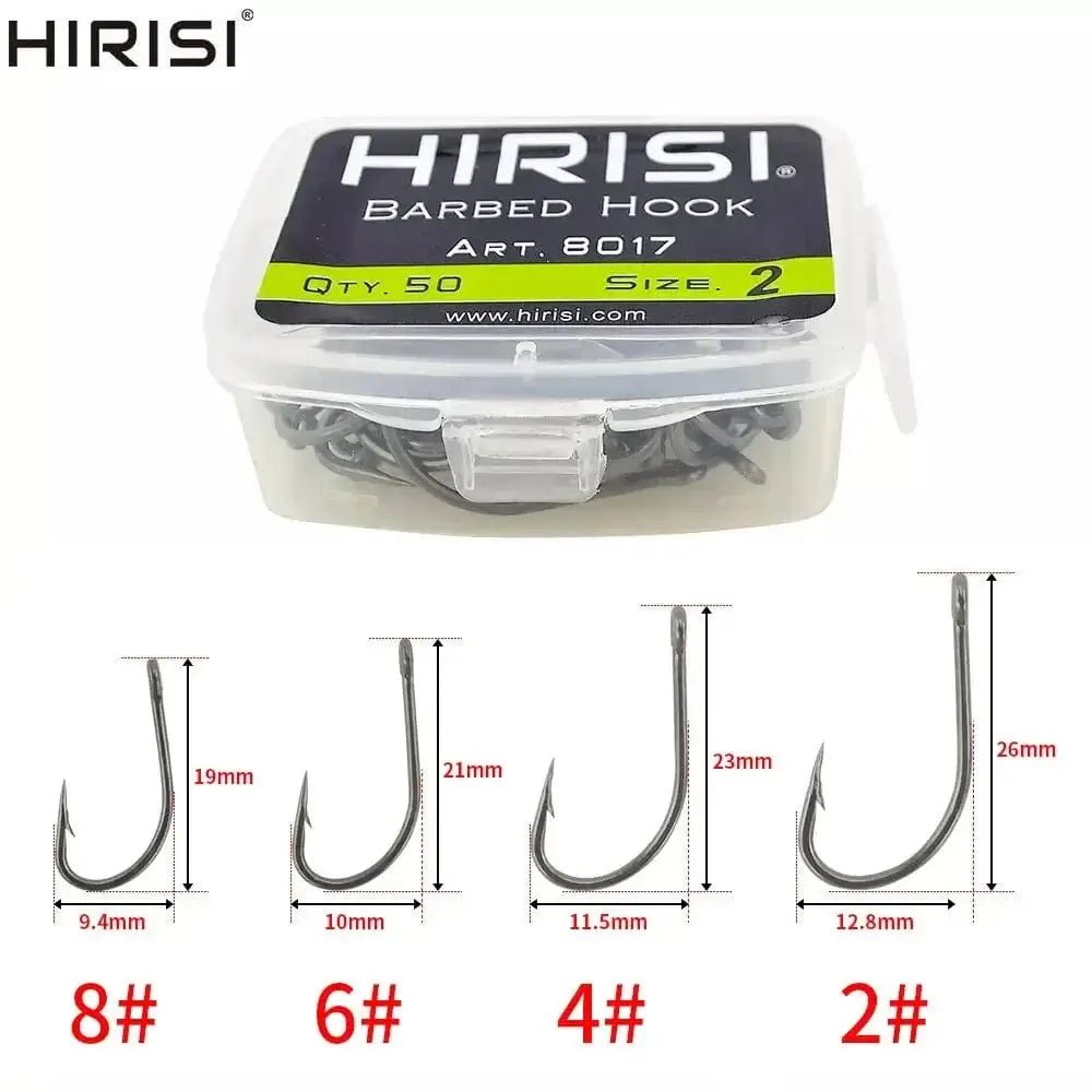 China China Hirisi 50pcs Carp Fishing Coating High Carbon Stainless Steel Barbed Hooks 8017 Fishing Hooks Accessories