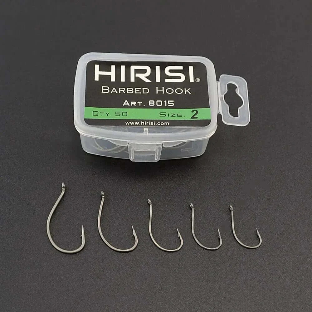 China China Hirisi 50pcs Coated High Carbon Steel Barbed Hooks Carp Fishing Hooks Pack Tackle Accessories 8015