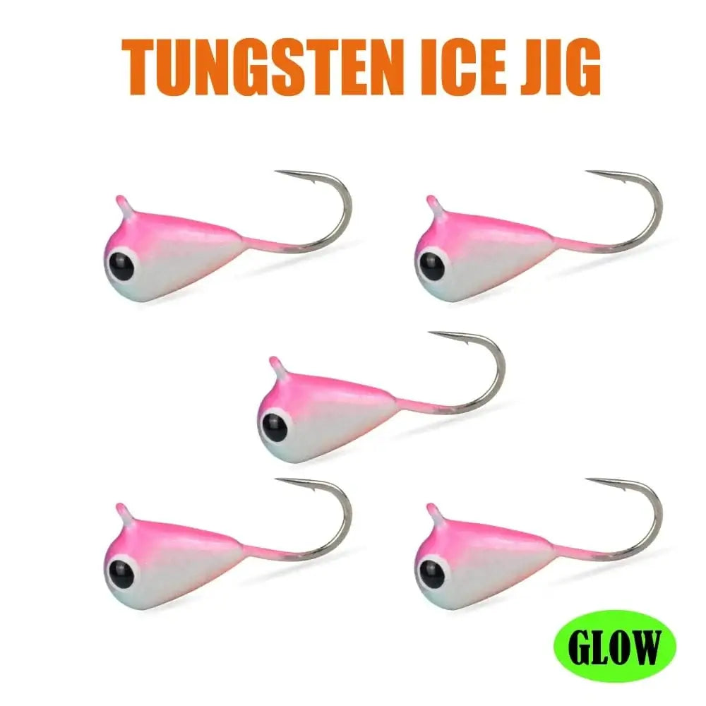 China China HP29 / 3.2mm MUUNN 5PCS Tungsten Ice Jigs Hayabusa Hook,2.7mm-6mm UV Glow Colorful Winter Fishing Hooks,Perch Crappie Bluegill Lure Tackel,