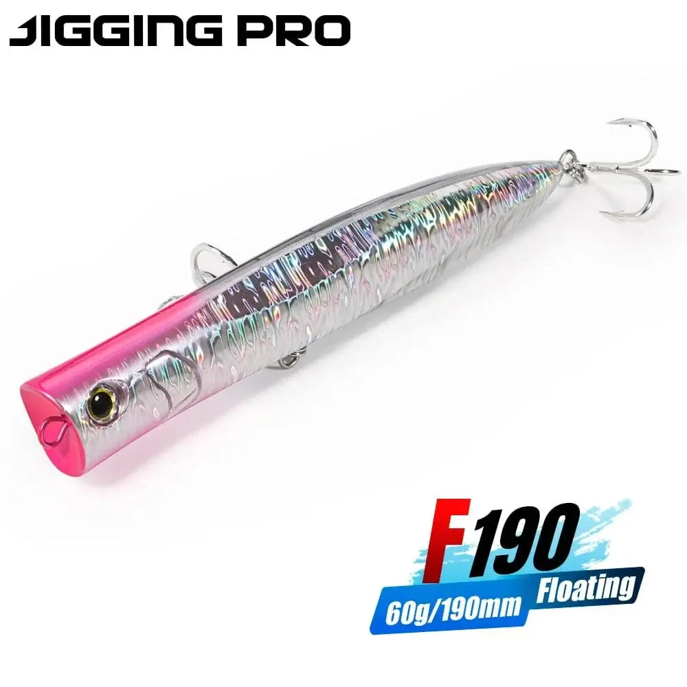 China China JIGGINGPRO 190mm 60g Topwater Slim Popper Lure Sea Floating Fishing Lure Amberjack Kingfish Tuna GT Bait