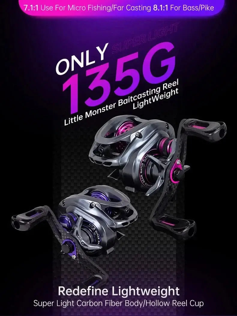 China China Kingdom Baitcasting Fishing Reel 135g Ultra Light Spool Bait 7.1:1 8.1:1 4kg Micro Monster Shallow Spool Light Game Coil