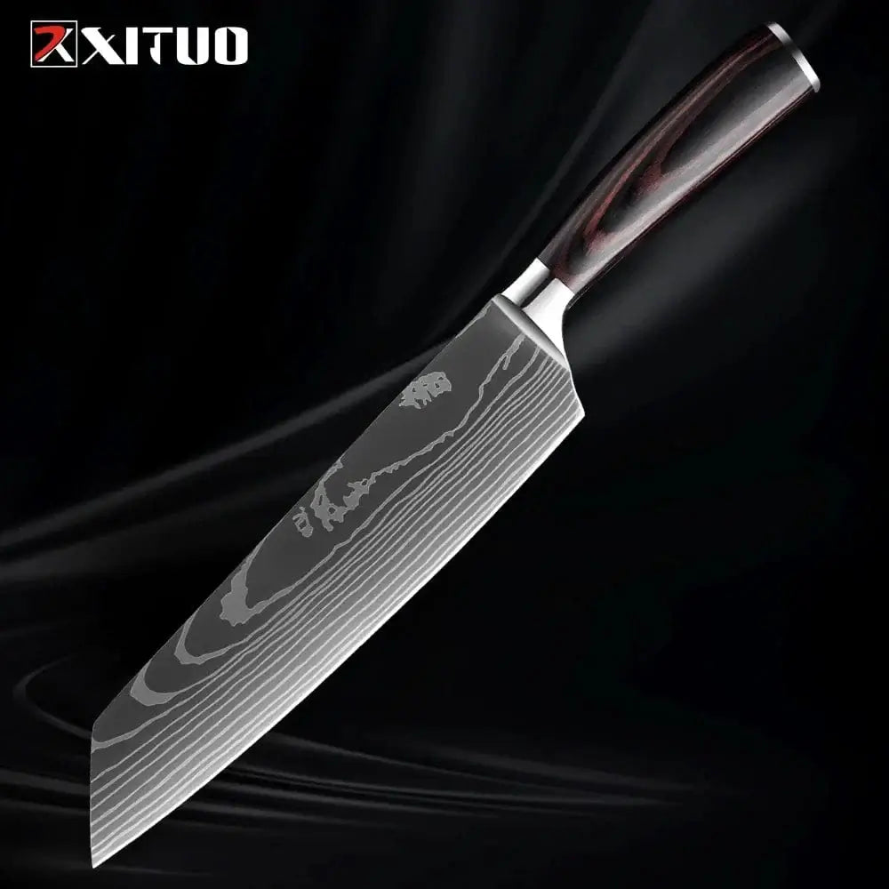 China China Kiritssuke Knife XITUO Kitchen Knife Set 1-9PCS,7Cr17Mov Stainless Steel Sharp Chef Knife Santoku Knife Fruit knife Ergonomic Pakkawood Handle