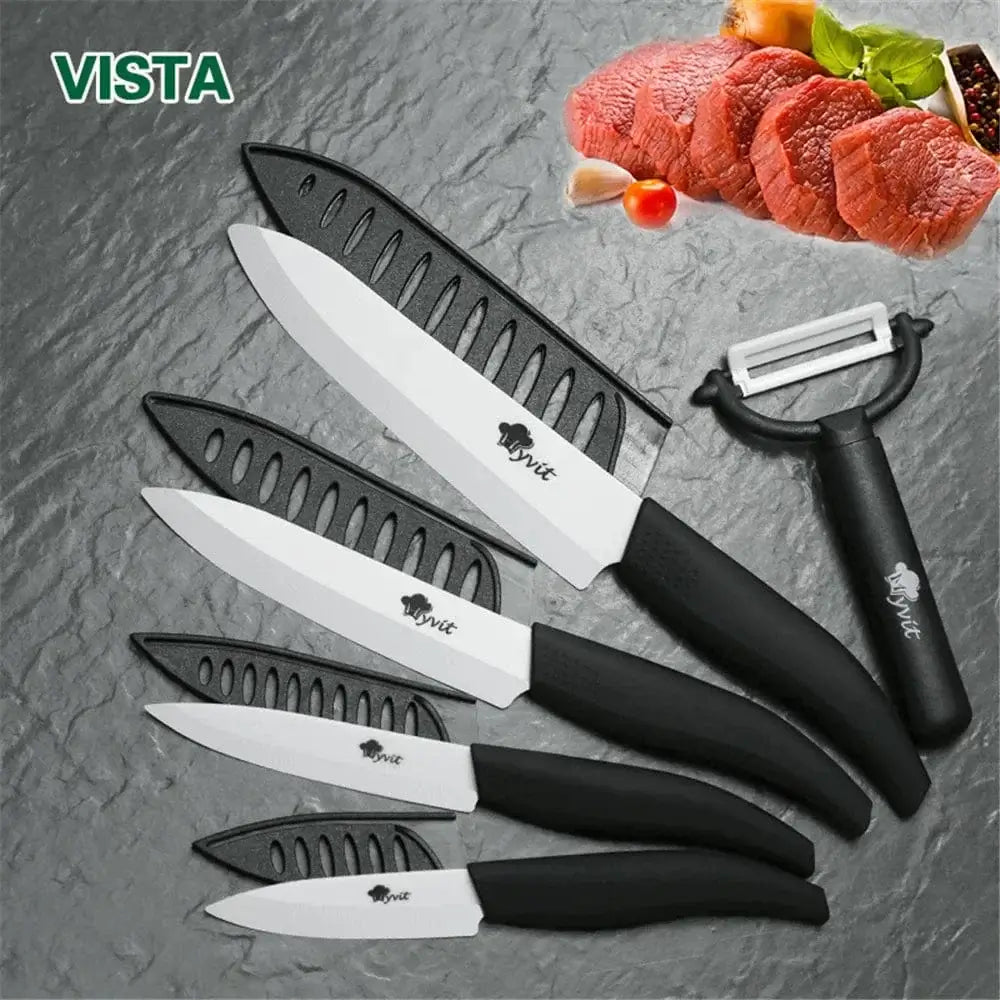 China China Kitchen Ceramic Knife Set 3 4 5 6 Inch Chef Knives with Sheaths White Zirconia Blade Sharp Rustproof Baby Food Vegetable Cooking