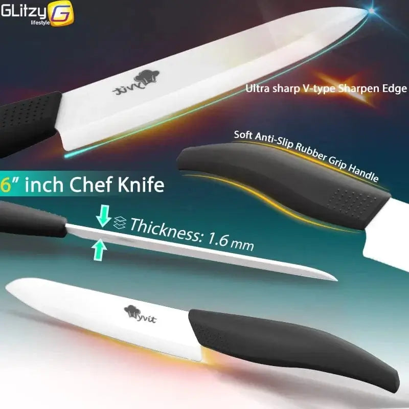 China China Kitchen Ceramic Knife Set 3 4 5 6 Inch Chef Knives with Sheaths White Zirconia Blade Sharp Rustproof Baby Food Vegetable Cooking