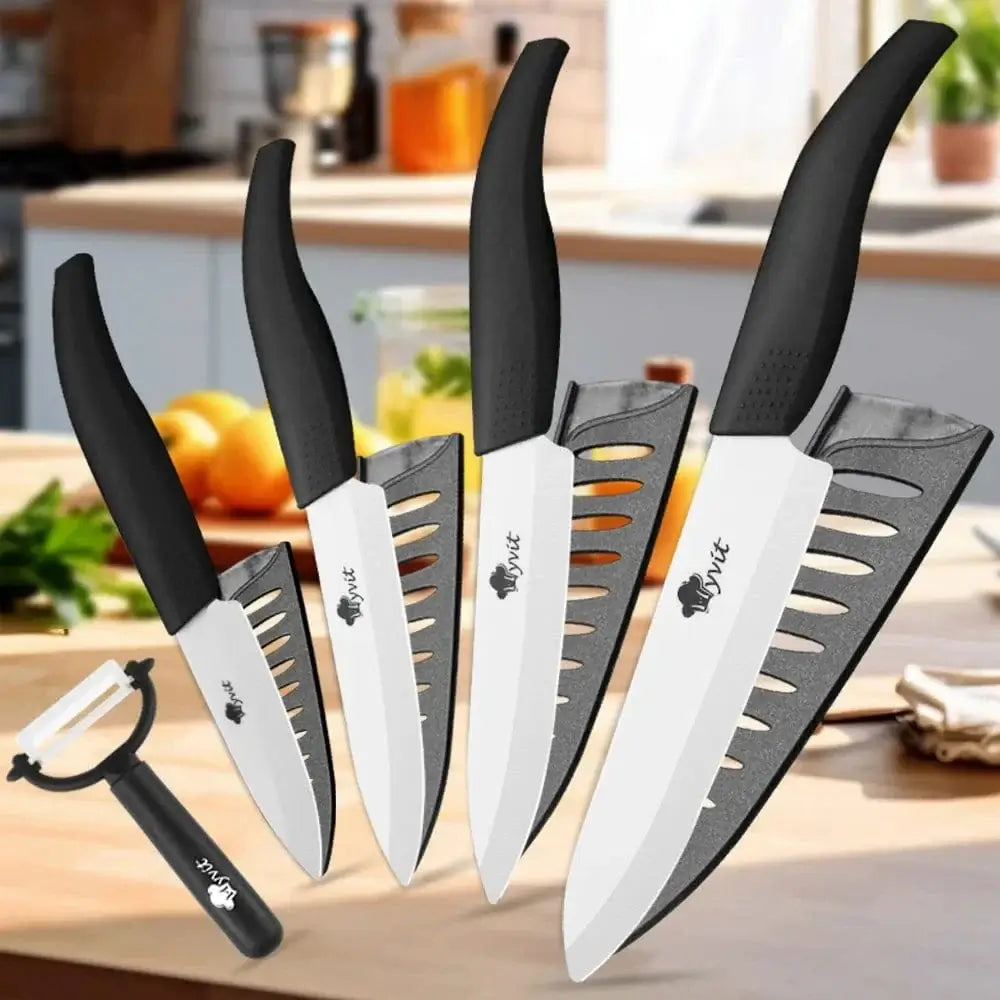 China China Kitchen Ceramic Knife Set 3 4 5 6 Inch Chef Knives with Sheaths White Zirconia Blade Sharp Rustproof Baby Food Vegetable Cooking