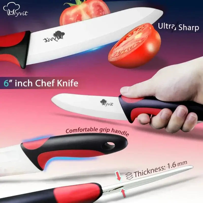 China China Kitchen Knives Ceramic Knife Set 3 4 5 6 inch Chef Knife Stand Holder Utility with Peeler Fruit Vegetable White Blade Anti-slip