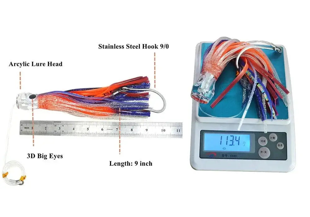 China China Kmucutie Set of 6 pcs 9 inch / 7 inch trolling Lure Marlin Tuna Dolphin Shark Big Game deep sea Fishing Lures Included Mesh Bag