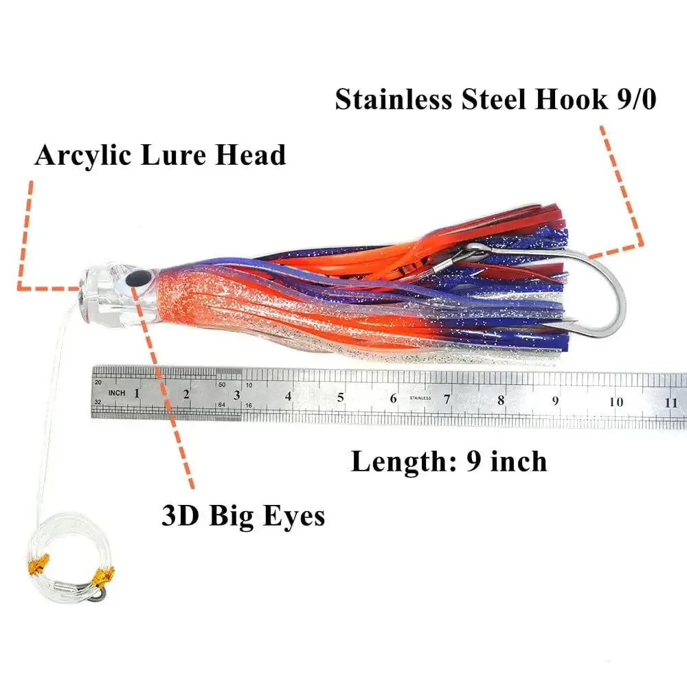 China China Kmucutie Set of 6 pcs 9 inch / 7 inch trolling Lure Marlin Tuna Dolphin Shark Big Game deep sea Fishing Lures Included Mesh Bag