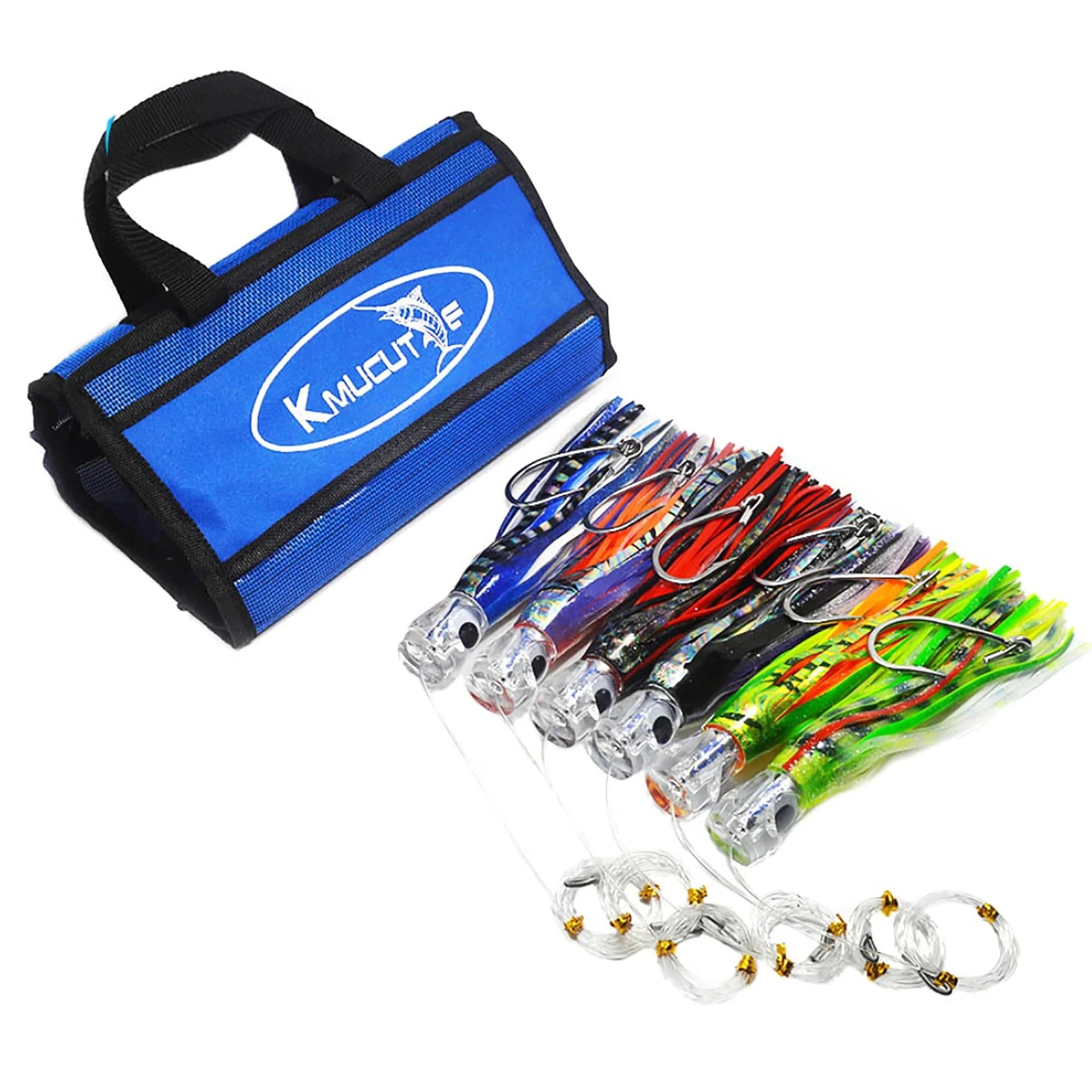China China Kmucutie Set of 6 pcs 9 inch / 7 inch trolling Lure Marlin Tuna Dolphin Shark Big Game deep sea Fishing Lures Included Mesh Bag