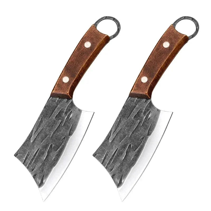 China China Knife 2pcs Meat Cleaver Kitchen Chef Knives Handmade Forged Stainless Steel Boning Butcher Knife Wooden Handle Kitchen Accessories