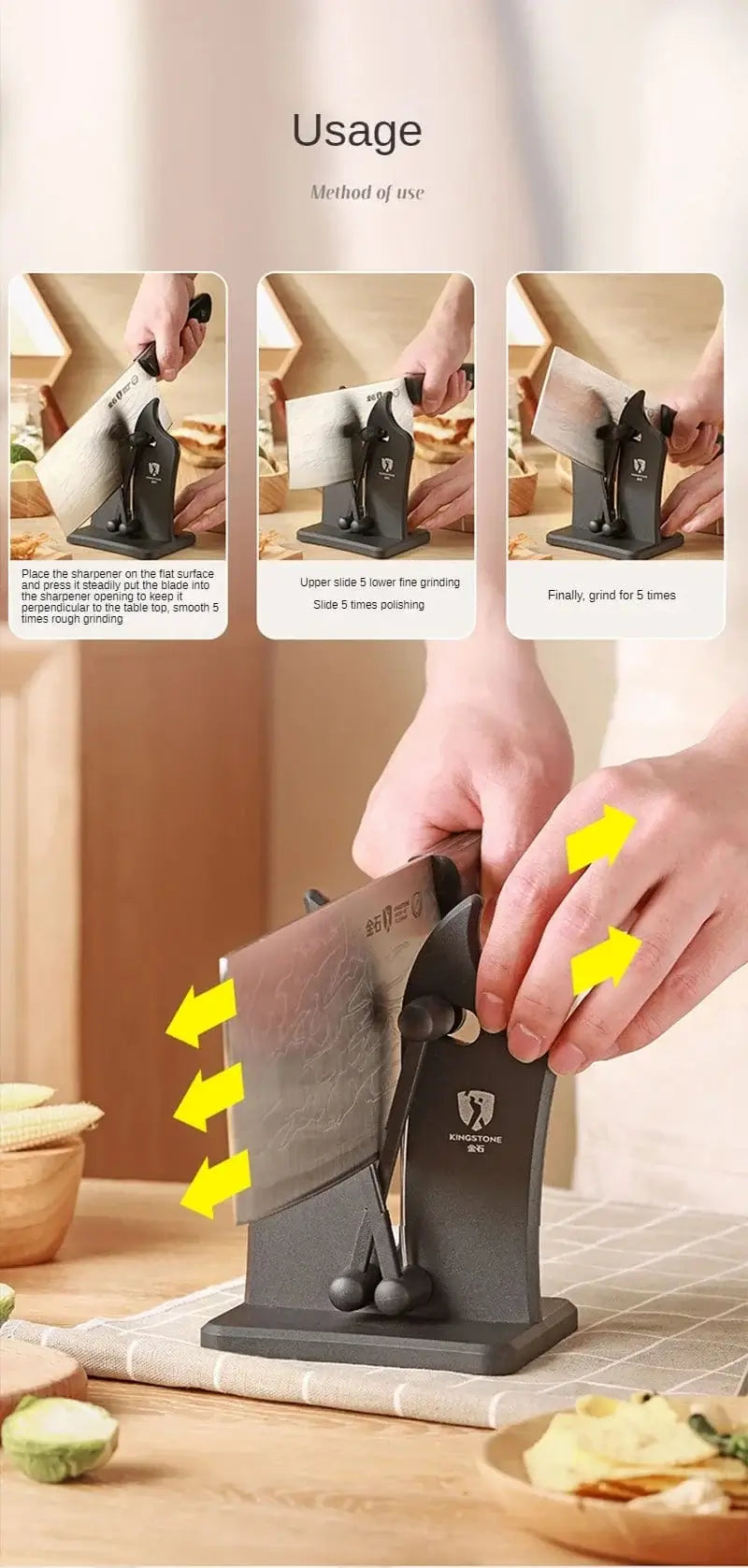 China China Knife Sharpener Household Multi-Functional Hand-Held Black Sharpening Stone Safe Sharpening Kitchen Tools Kitchen Supplies