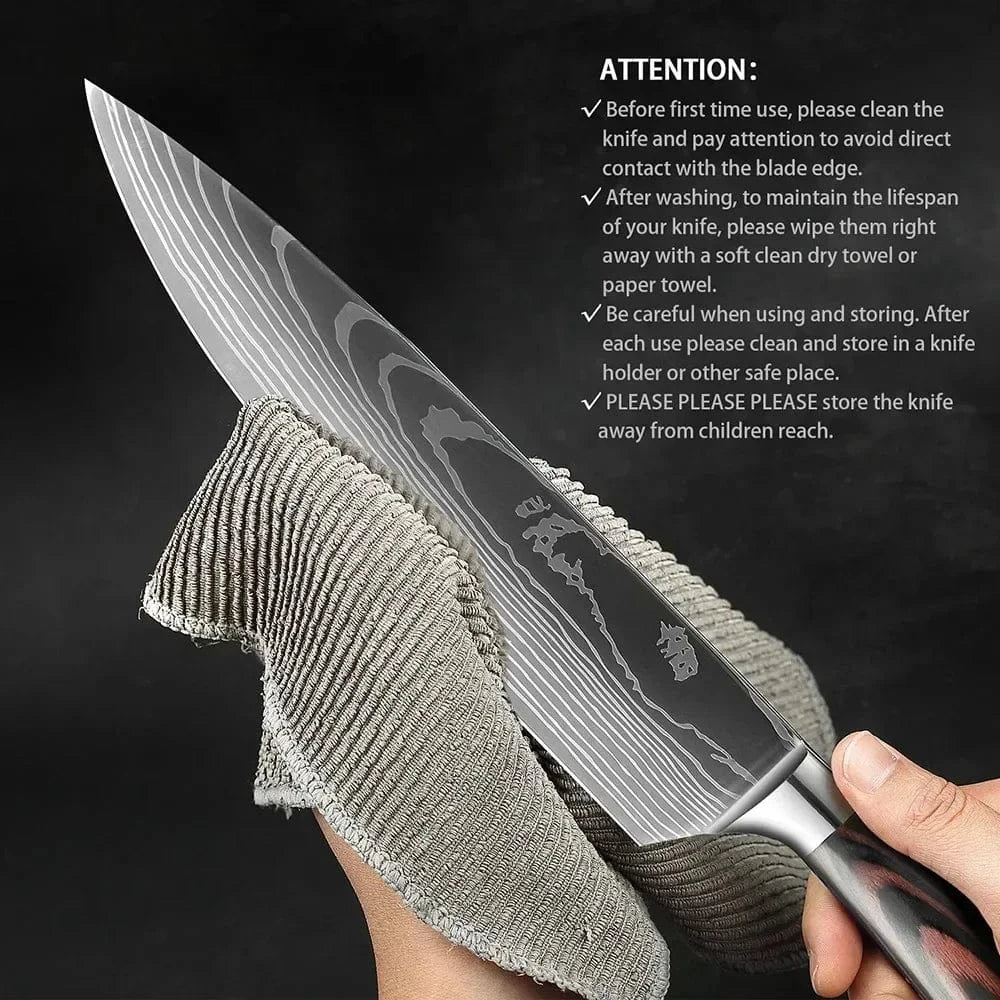 China China Laser Damascus Kitchen Knife Cleaver Meat Fruit Bread Knife Barbecue Boning Knife Cut Chicken Convenient Scissors Kitchen Knives