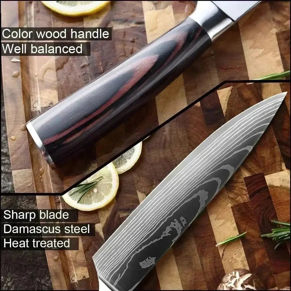 China China Laser Damascus Kitchen Knife Cleaver Meat Fruit Bread Knife Barbecue Boning Knife Cut Chicken Convenient Scissors Kitchen Knives