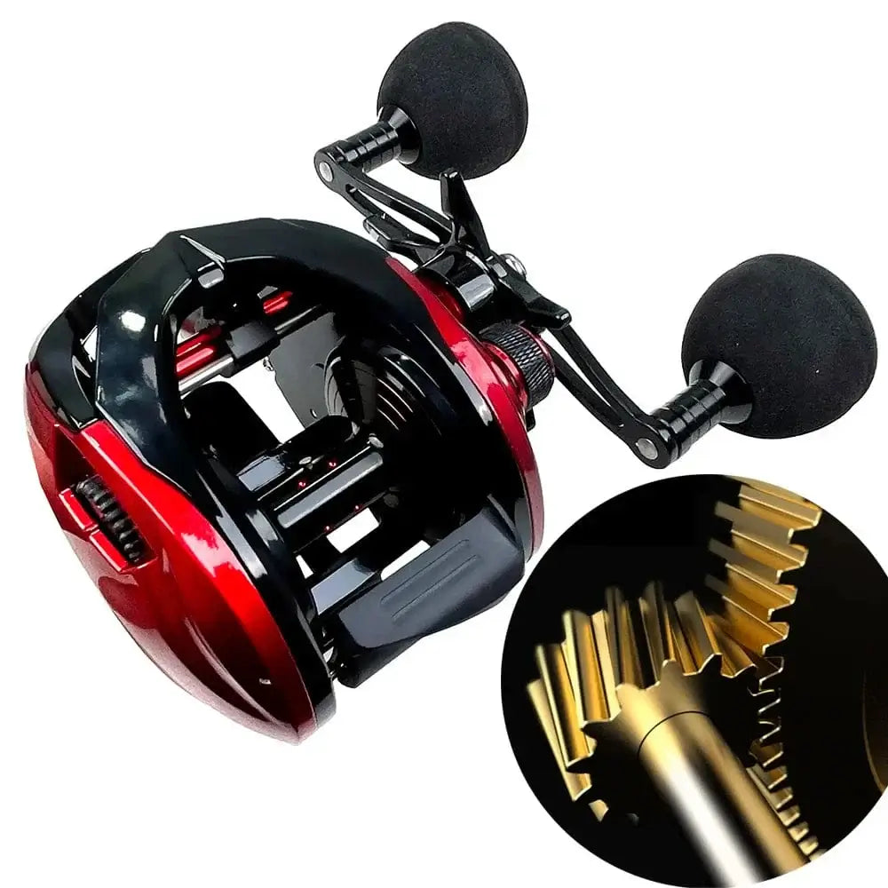 China China Left-Hand 15KG Drag Jig Baitcast Fishing Reel Saltwater Big Game Reel Dual-row Powerful Magnet Carbon Fiber Baitcasting Reels 6.4:1 8+1BB