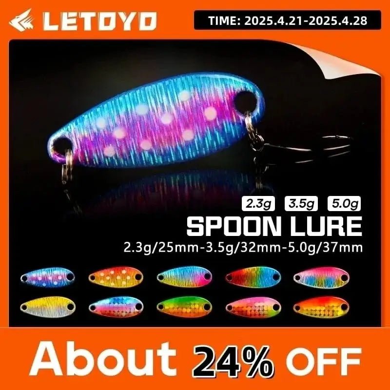 China China LETOYO 2.3g/3.5g/5g Laser Spinner Lure UV Luminous Spoon Fishing Lure Double Painted Spinner Baits Colorful Trout Prech Lure