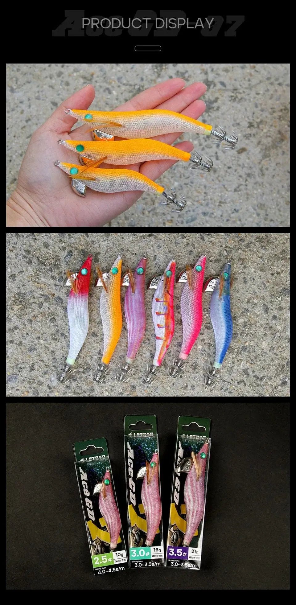 China China LETOYO 2.5-3.5# squid bait Luminous squid Jig Fishing Lure Artificial bait For Webfoot Octopus Cuttlefish sea fishing lure