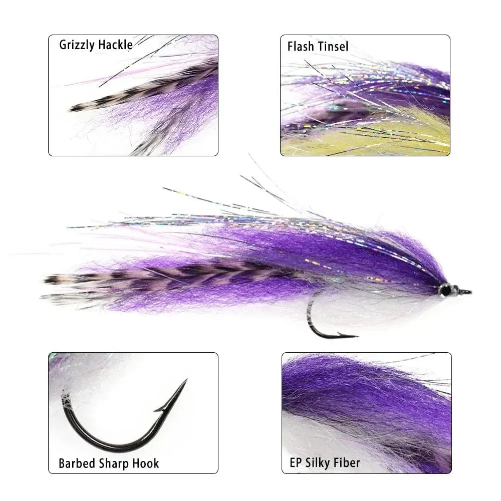 China China LIONRIVER Saltwater Streamer Flies Flash Tinsel EP Silky Fibers Fish Salmon Bass Pike Trout Fishing Artificial Lure Baits Tackel
