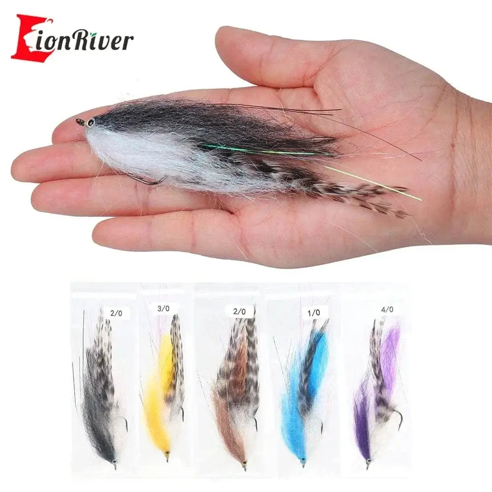 China China LIONRIVER Saltwater Streamer Flies Flash Tinsel EP Silky Fibers Fish Salmon Bass Pike Trout Fishing Artificial Lure Baits Tackel