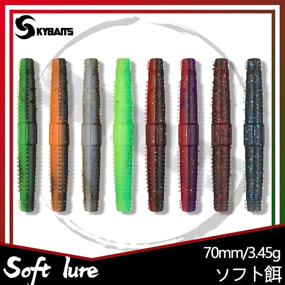 China China Loogdeel 8PCS 7cm/3.45g Tpr Ned Worm Fat Worm Finesse Rig Floating Swim Bait Stickbait Soft Fishing Lures Swimbait Bass Pike