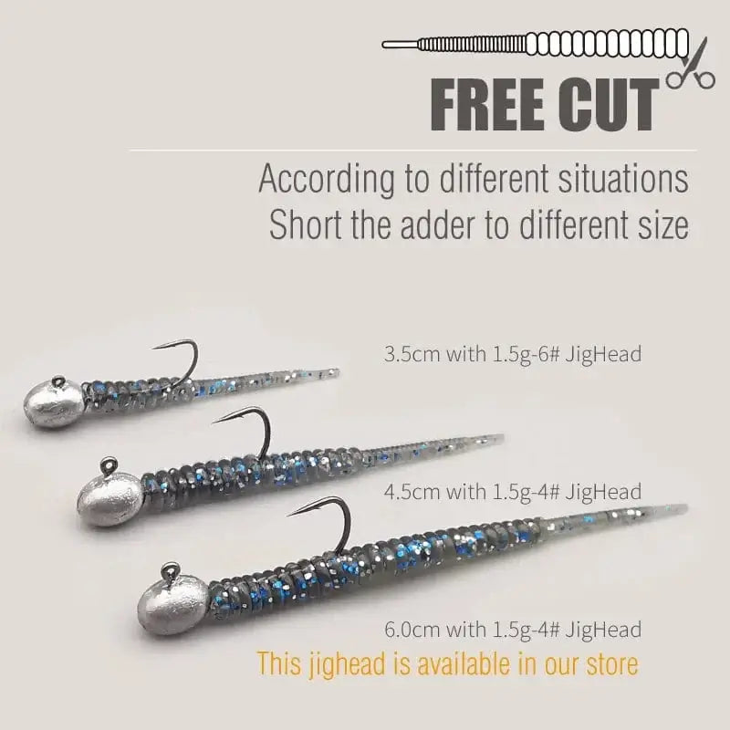 China China LUREHOLIC 0-2.5” Free Cut Aji Fishing ROCK ADDER Fineese Lure Fishing Soft Lure Needle Tail Mini